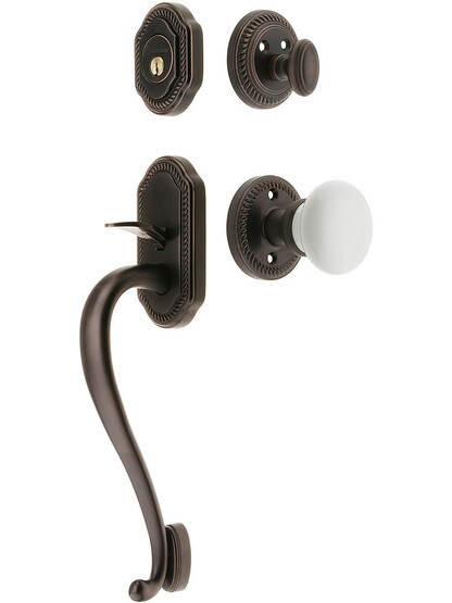 Newport Entry Lock Set in Oil-Rubbed Bronze Finish with Hyde Park Knob and